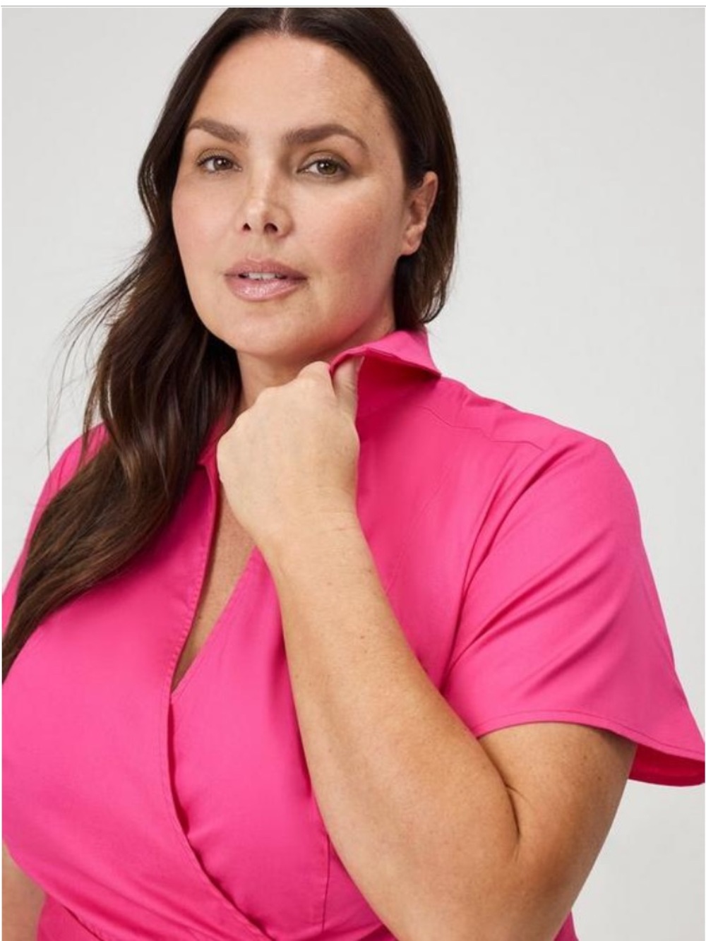 Torrid Cotton Poplin Surplice Midi Dress Size 00/US10 Beetroot Purple (Pink) NWT - Picture 5 of 16